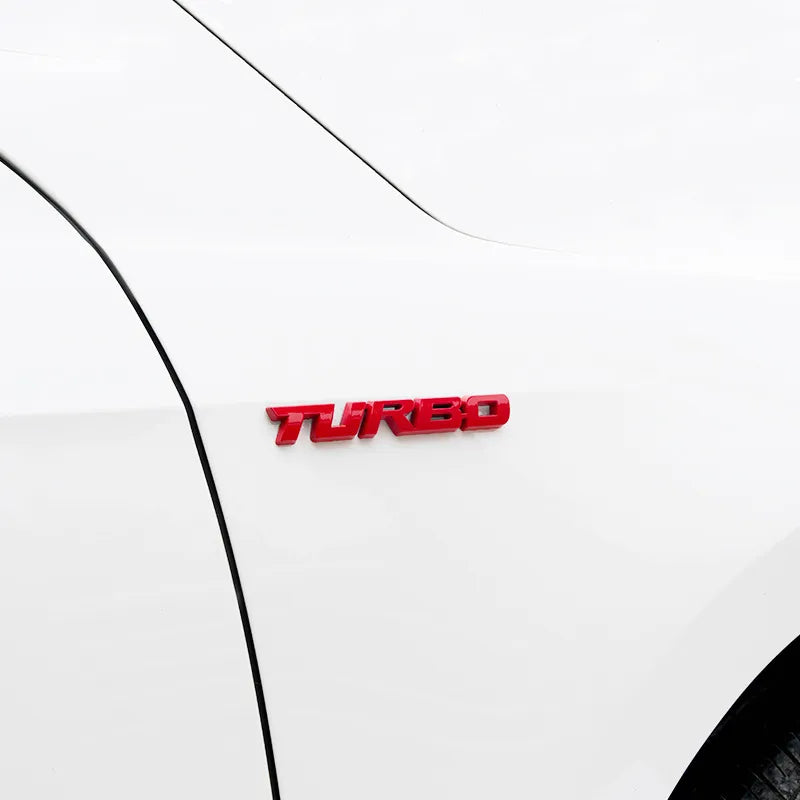 TURBO Car 3D Zinc Alloy Stickers Pack of 3 1.4x12cm