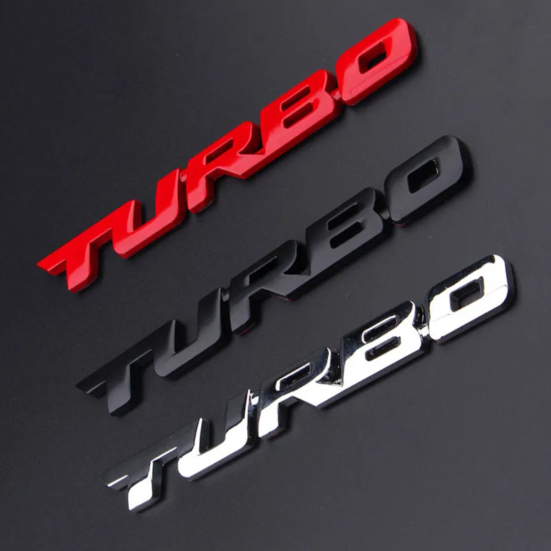 TURBO Car 3D Zinc Alloy Stickers Pack of 3 1.4x12cm