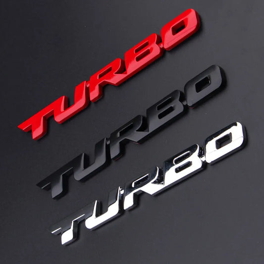 TURBO Car 3D Zinc Alloy Stickers Pack of 3 1.4x12cm