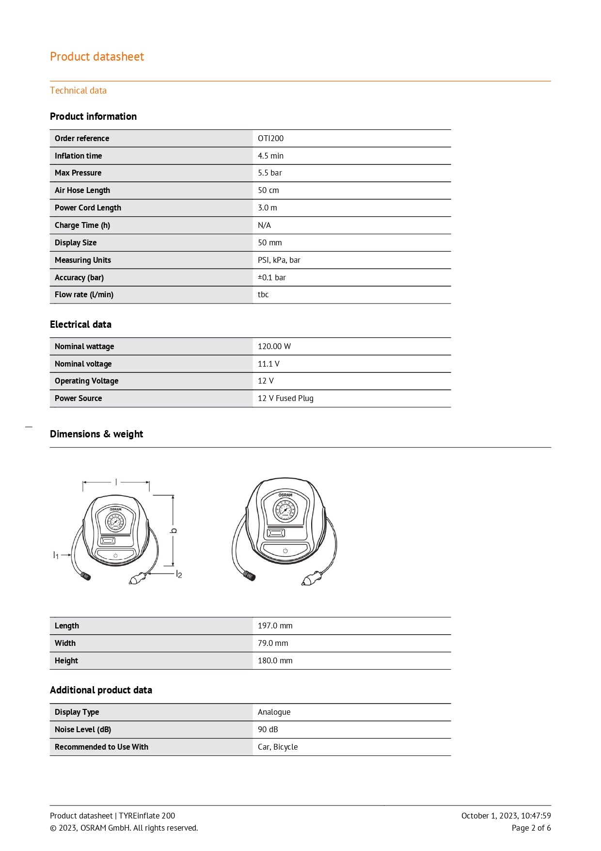 Osram TYREinflate 200 OTI200