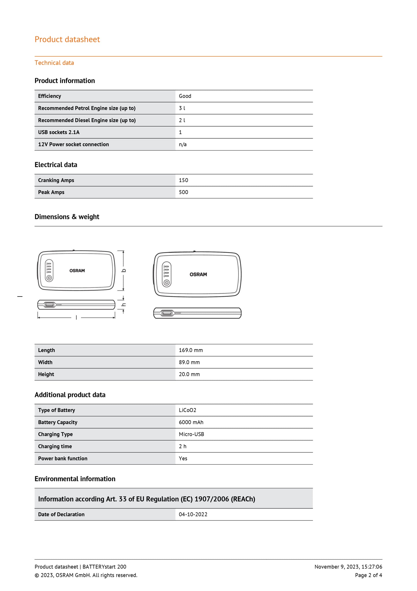 BATTERYstart 200 OBSL200